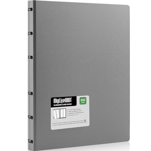 MyLifeUNIT Business Card Book Name Card Holder Book with 600 Business Cards Capacity Credit Card Book File Storage Grey - Image 1