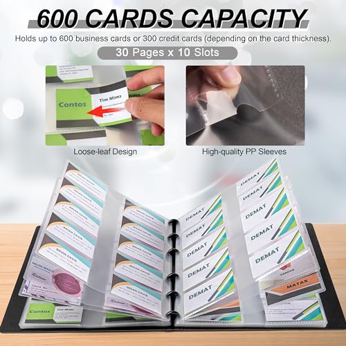 MyLifeUNIT Business Card Book Name Card Holder Book with 600 Business Cards Capacity Credit Card Book File Storage Grey - Image 3