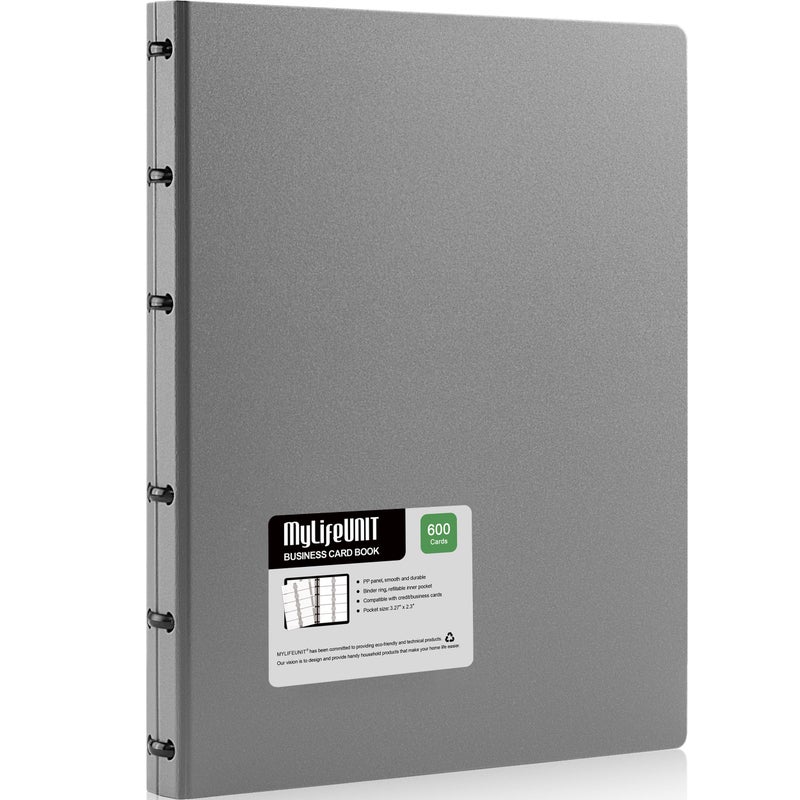 MyLifeUNIT Business Card Book Name Card Holder Book with 600 Business Cards Capacity Credit Card Book File Storage Grey - Image 2