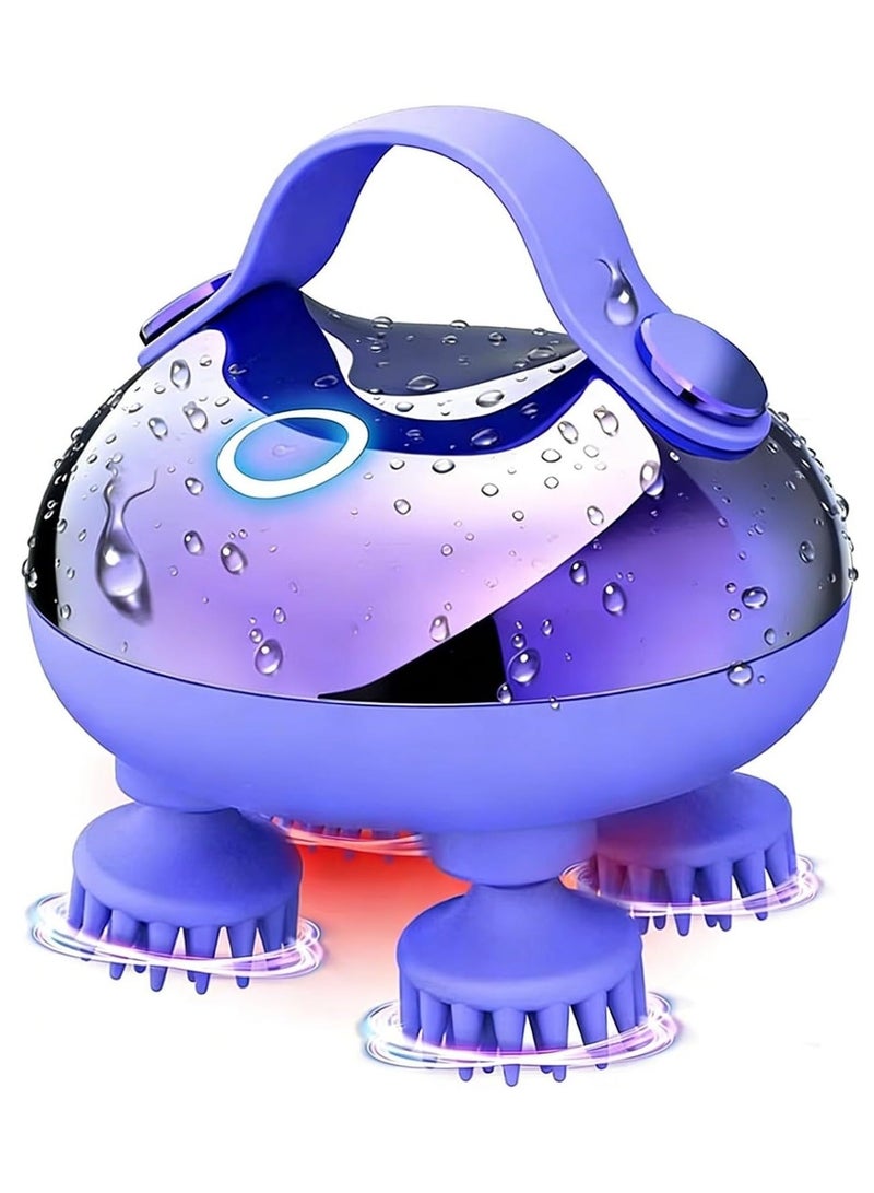 Electric Scalp Massager with 8 Interchangeable Heads, Waterproof Handheld Head Massager for Hair Growth, Stress Relief & Deep Cleaning, 3 Speed Modes, Rechargeable Spa Tool for Home & Travel & Electric Scalp Massager Head Massager Scalp Stress Relax, Waterproof Hair Massage with 8 Removable Claws Bundle - Image 3