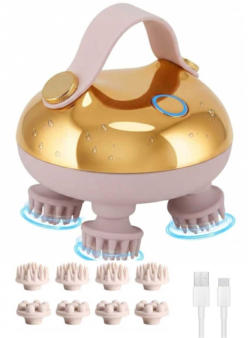 Electric Scalp Massager with 8 Interchangeable Heads, Waterproof Handheld Head Massager for Hair Growth, Stress Relief & Deep Cleaning, 3 Speed Modes, Rechargeable Spa Tool for Home & Travel & Electric Scalp Massager Head Massager Scalp Stress Relax, Waterproof Hair Massage with 8 Removable Claws Bundle - Image 2