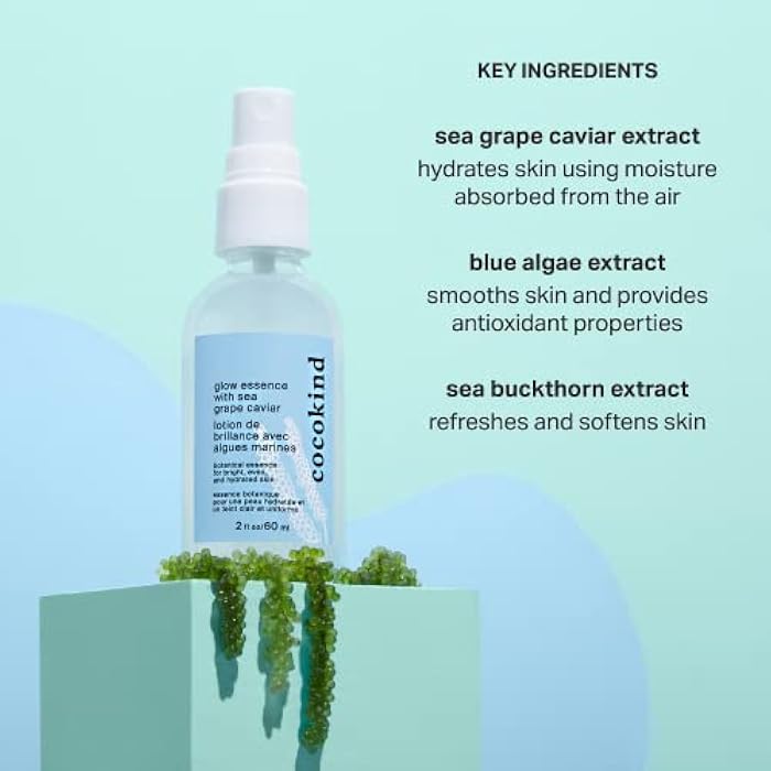 Cocokind Glow Essence with Sea Grape Caviar, Hydrating Primer and Facial Mist, Facial Moisturizer with Sea Buckthorn, Linoleic Acid, and Vitamin E - Image 3