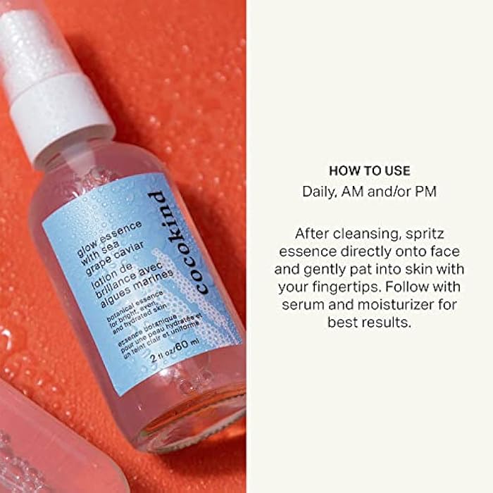 Cocokind Glow Essence with Sea Grape Caviar, Hydrating Primer and Facial Mist, Facial Moisturizer with Sea Buckthorn, Linoleic Acid, and Vitamin E - Image 4