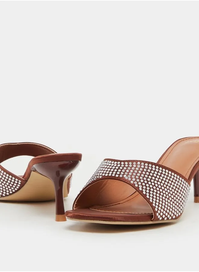 ستايلي Embellished Open Toe Kitten Heel Sandals