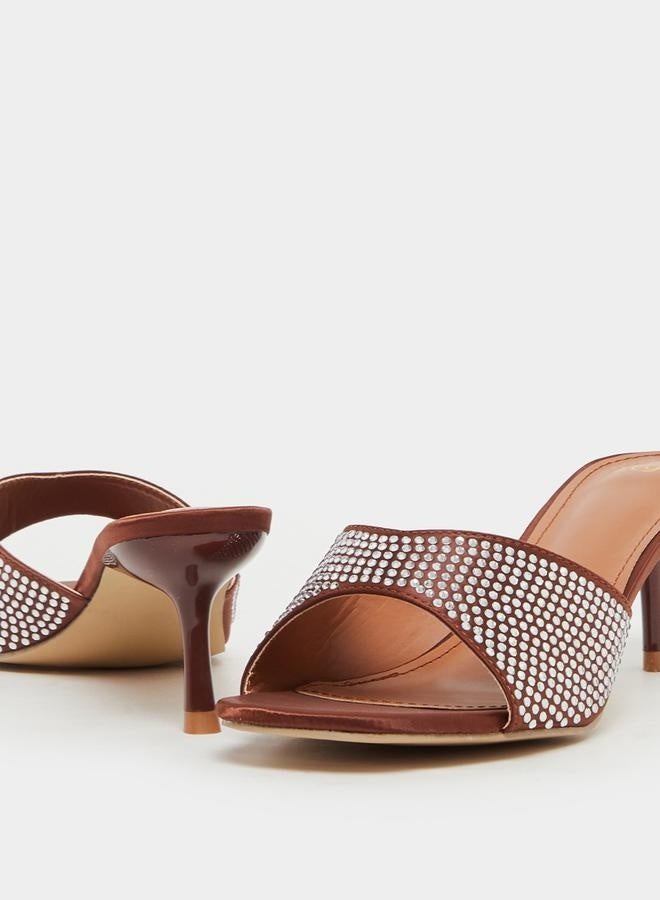 ستايلي صنادل بكعب رفيع مفتوحة من الأمام مزينة - Image 3