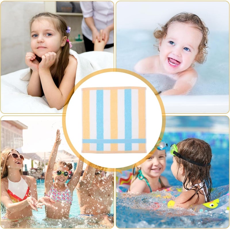 Zerodeko 3pcs Cotton Face Towels for 13.4-inch Soft Non-Twisted Striped Washcloths Blue, 45g Lightweight Quick Drying Bathroom Washcloth Set - Image 3