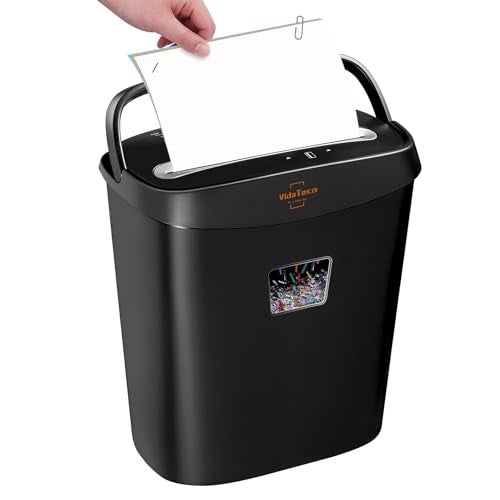 VidaTeco Micro-Cut Paper Shredder 10-Sheet Shreds Paper/Card/Staple/Clip Paper Shredder for Home Office Security Level P-4 Jam Proof System 15L Pullout Basket - Image 1