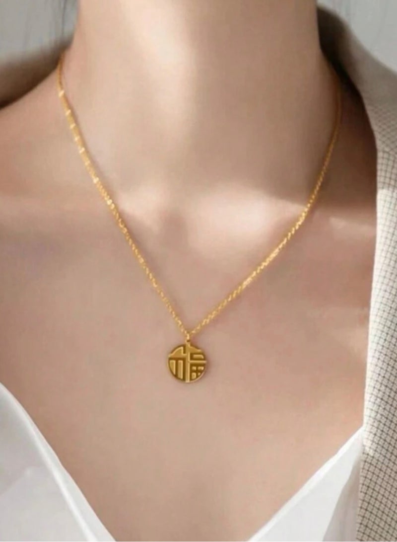 إيكوال سلسال نسائي راقي وأنيق من الاستانلس ستيل عالي الجودة مطلي باللون الذهبي - Image 1