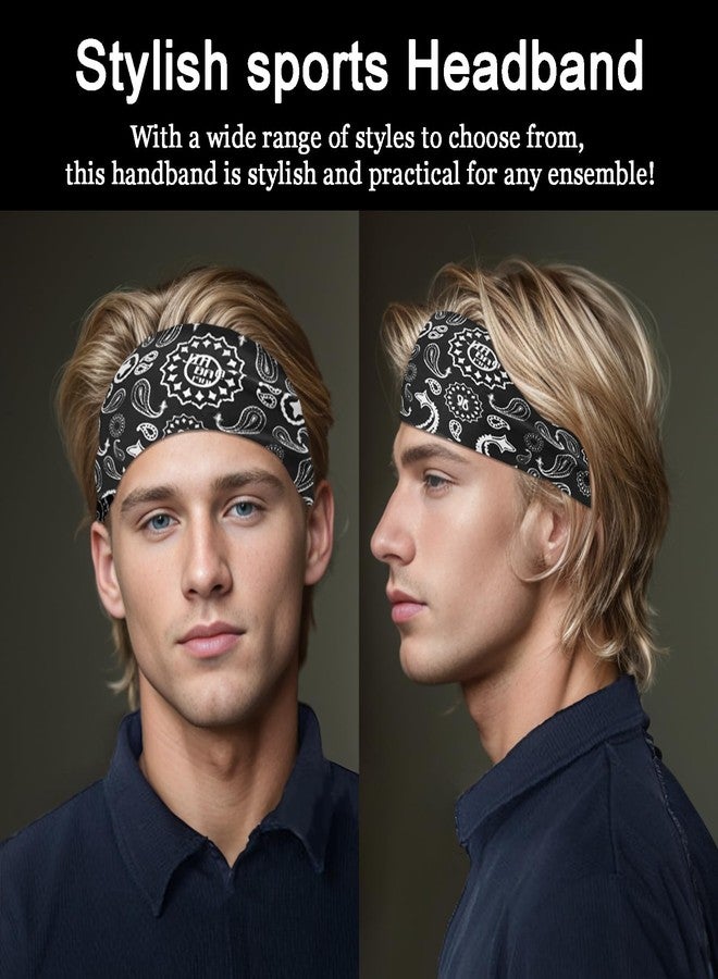 Gvhntk Sports Headbands Pack - Sweatband for Running, Cycling, Football, Basketball, Yoga - Stretchy Wide Mens Headbands - Image 2