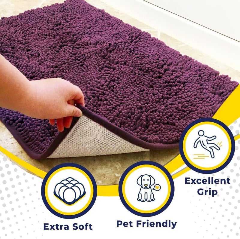 Muddy MatÂ® | Super Absorbent Door Mat Indoor, Microfiber Quick Dry Chenille Entryway Rug, Non-Slip Front Door Mat, Indoor Mats for Entryway, Machine Washable Pet Rug, Dark Purple 19"x30" - Image 2