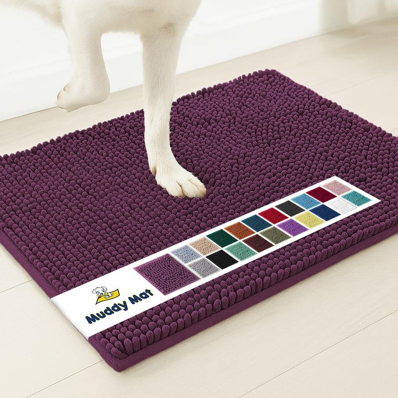 Muddy MatÂ® | Super Absorbent Door Mat Indoor, Microfiber Quick Dry Chenille Entryway Rug, Non-Slip Front Door Mat, Indoor Mats for Entryway, Machine Washable Pet Rug, Dark Purple 19"x30" - Image 1