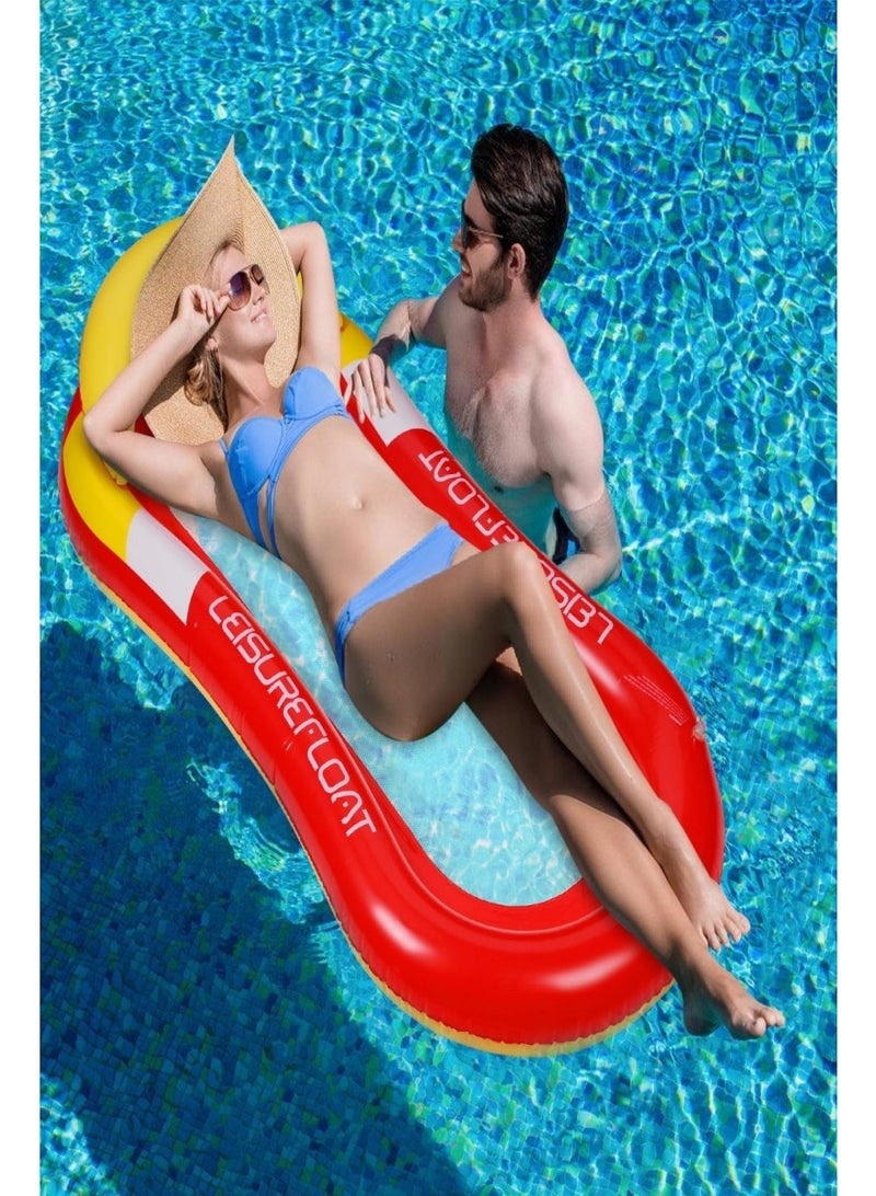 VarietyVoyageD Pool Inflatables Lilo,Inflatable Pool Floats Rafts for Adults,Relax Swimming Pool Lounger,Water Floating Hammock Mattress Pool Noodle Toys Sunbath Air Beds for Beach,Tanning,Paddling - Image 1