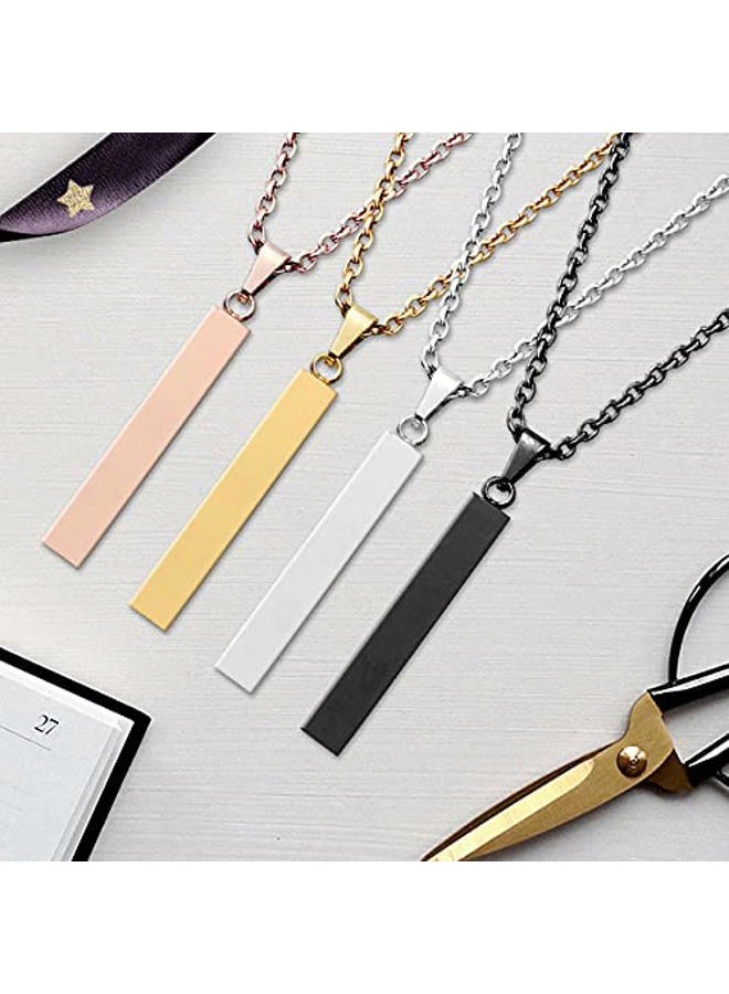 Zysta Black Cool Simple Bar Necklace Men Women Dangle Vertical Cuboid Stick Pendant 24 inches Chain Stainless Steel Jewelry Gift - Image 5
