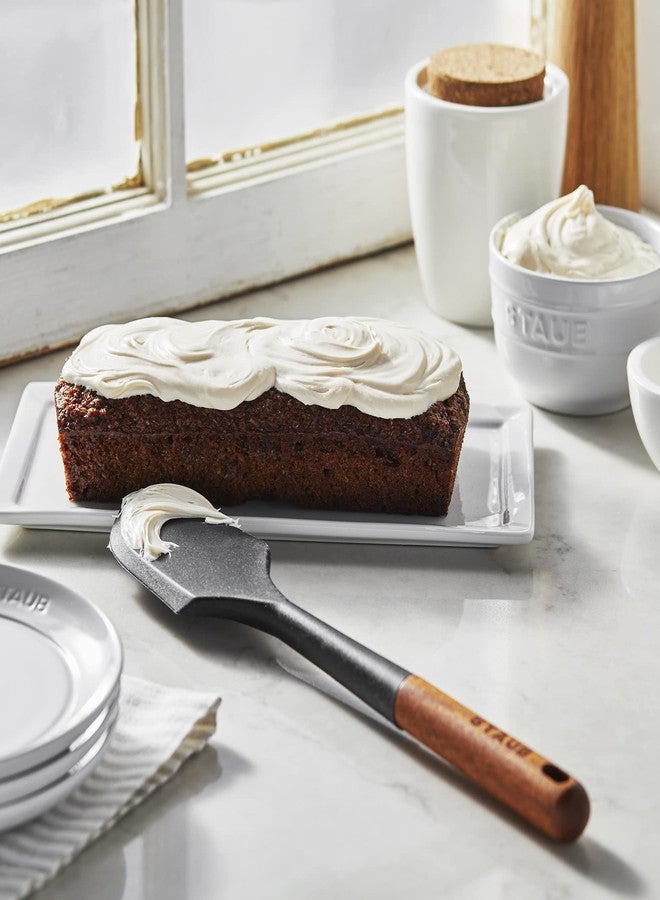 ستوب ملعقة سيليكون من ستاب، مثالية للخلط والطي والكشط والفرد، مصنوعة من سيليكون أسود مطفي متين وخالٍ من مادة BPA، بمقابض من خشب الأكاسيا، آمنة للاستخدام على أسطح الطهي غير اللاصقة. - Image 2