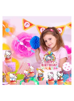 FRUITFUL PARTY Hello Cat Kitty Birthday Cake Decorations, 1pc Happy Birthday Cat Cake Topper Cat Theme Cake Toppers 12pcs Cat Cupcake Toppers Cat Birthday Cake Toppers Cat Party Decorations Supplies  - Image 5