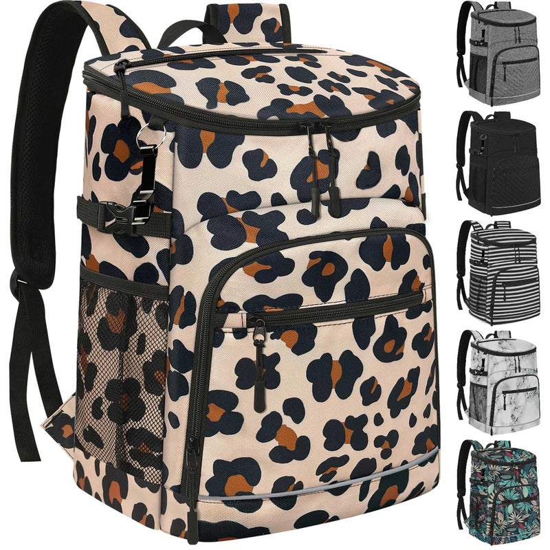 Capolo Cooler Backpack Insulated Leakproof Waterproof Backpack Cooler Bag 30 Cans, Large Capacity Lightweight Travel Camping Beach Drink Beverage Beer Bag Cooler Ice Chest for Men and Women, Leopard - Image 1