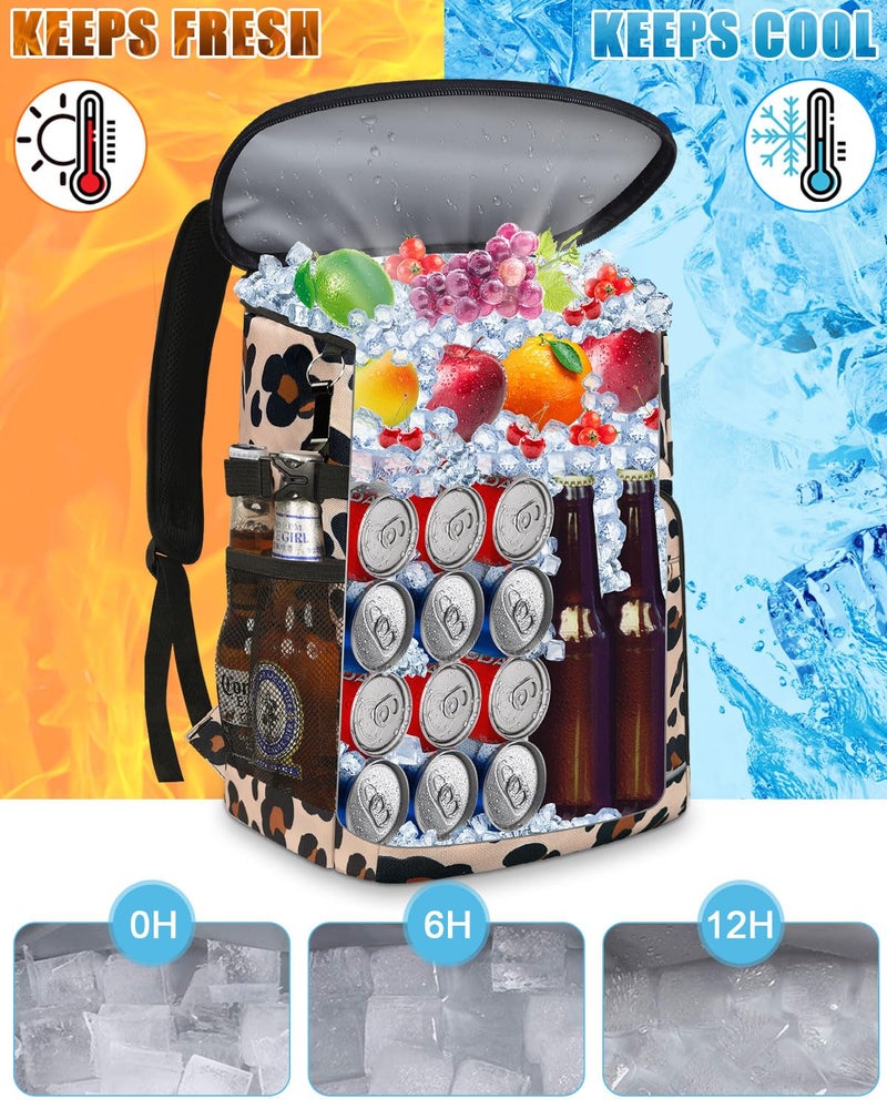 Capolo Cooler Backpack Insulated Leakproof Waterproof Backpack Cooler Bag 30 Cans, Large Capacity Lightweight Travel Camping Beach Drink Beverage Beer Bag Cooler Ice Chest for Men and Women, Leopard - Image 4