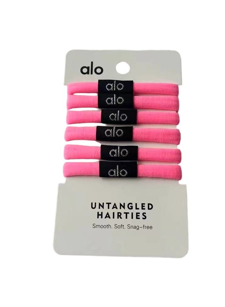 Alo Yoga Untangled Hair Tie 6-Pack - Black - Image 1