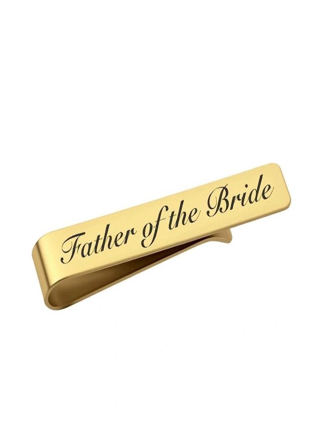 Ancnoz Father of the Bride Tie Clip for Dad Father Engraved Metal Tie Bar for Wedding Bride Stepfather Fathers Elegant Formal Wedding Accessory Gift for Dad from Daughter Son - Image 1
