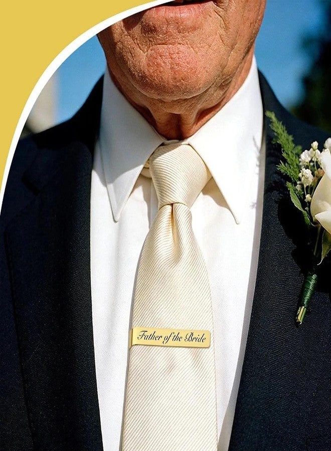 Ancnoz Father of the Bride Tie Clip for Dad Father Engraved Metal Tie Bar for Wedding Bride Stepfather Fathers Elegant Formal Wedding Accessory Gift for Dad from Daughter Son - Image 2