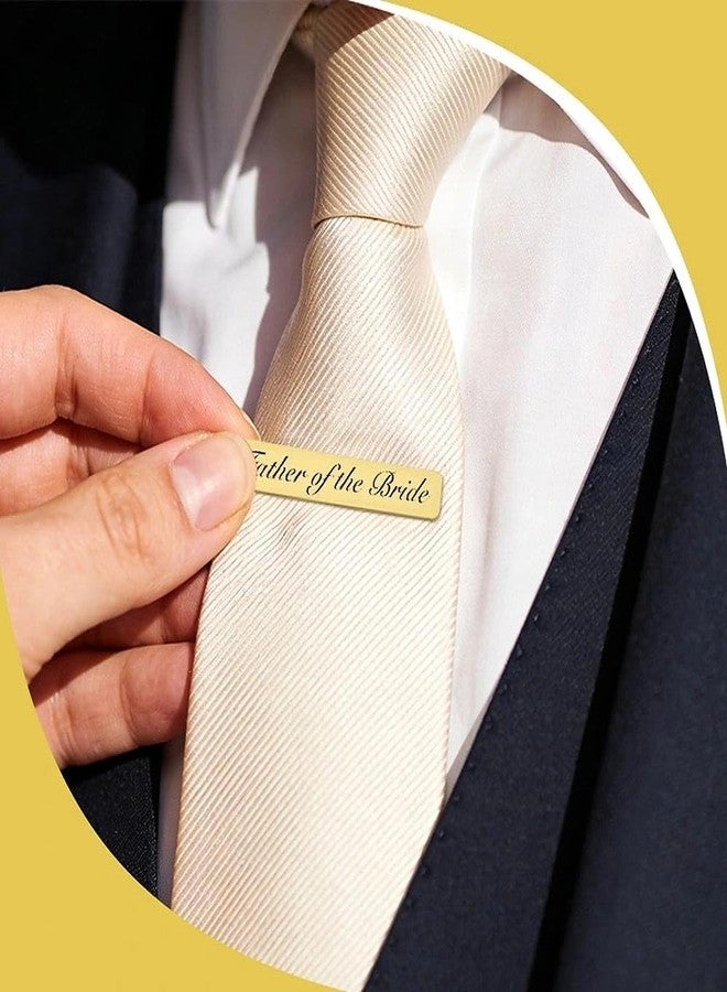 Ancnoz Father of the Bride Tie Clip for Dad Father Engraved Metal Tie Bar for Wedding Bride Stepfather Fathers Elegant Formal Wedding Accessory Gift for Dad from Daughter Son - Image 3