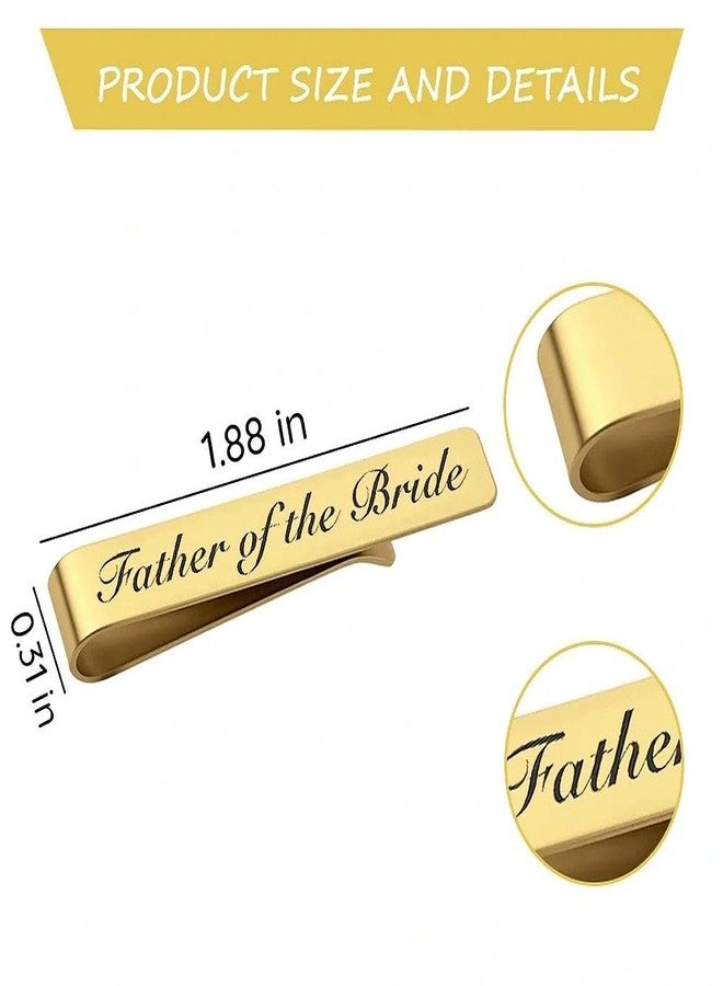 Ancnoz Father of the Bride Tie Clip for Dad Father Engraved Metal Tie Bar for Wedding Bride Stepfather Fathers Elegant Formal Wedding Accessory Gift for Dad from Daughter Son - Image 4