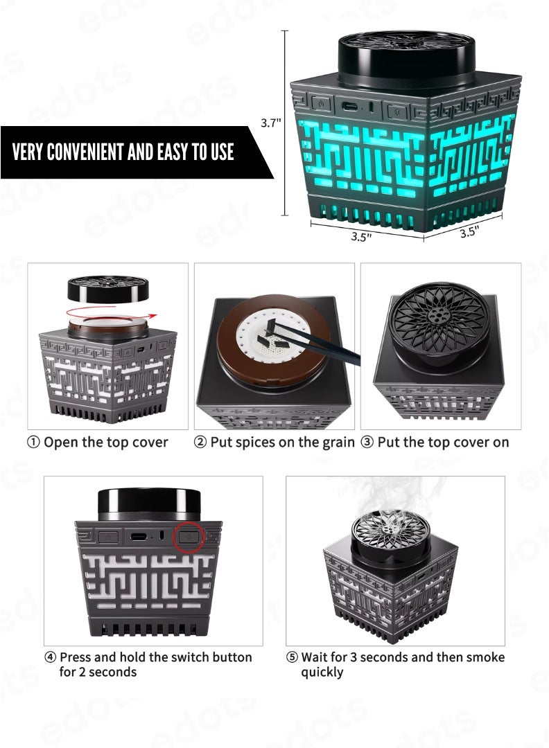 HONTON Multifunctional Quran Speaker with Arabic Electric Bakhoor Burner – 16 Reciters, App & Remote Control, Night Light & Bluetooth Audio - Image 4