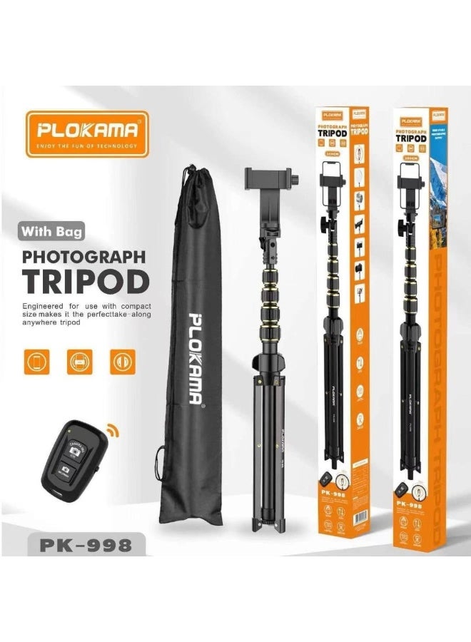 Plokama PK-998 Height Adjustable Tripod & Selfie Stick - Image 1