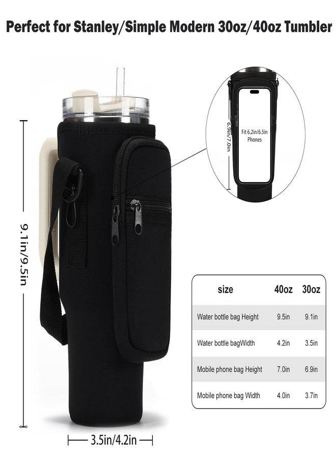 GOEWY Stanley 40oz Tumbler Carrier Bag with Phone Pocket, Black, Neoprene - Image 2