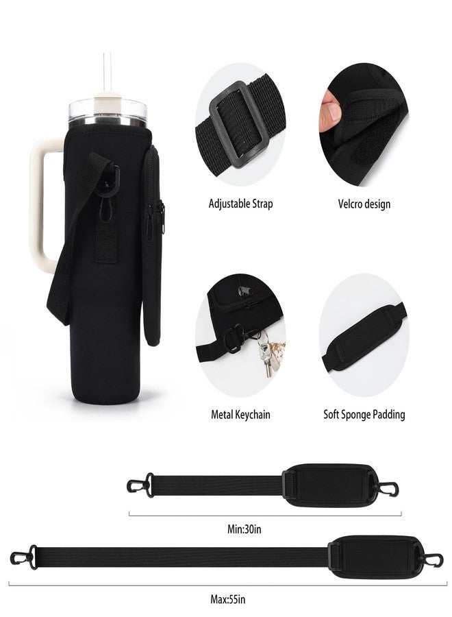 GOEWY Stanley 40oz Tumbler Carrier Bag with Phone Pocket, Black, Neoprene - Image 4