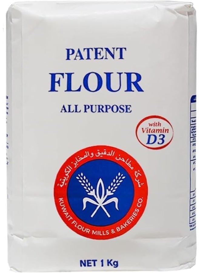 Imported Premium All-Purpose Patent Flour by Kuwait Flour Mills, Fortified with Vitamin D3 - 1kg - Image 1