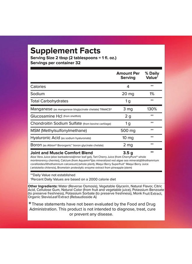LIQUIDHEALTH 32 Oz Optimum Joint Support Supplement With Glucosamine Chondroitin Msm Hyaluronic Acid Triple Strength Liquid Vitamins Glutenfree Sugarfree Dairyfree Soyfree Joint Juice  - Image 4