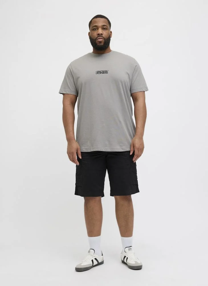 جاك اند جونز Plus Size Logo Crew Neck T-Shirt