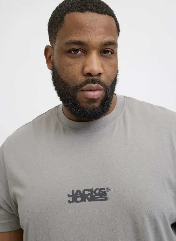 جاك اند جونز Plus Size Logo Crew Neck T-Shirt