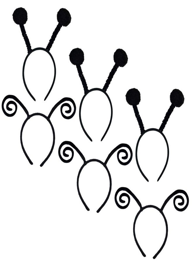 obmwang 6 Pack Butterfly Antenna Velvet Bug Headband and Pom-Pom Boppers Bee Headband for Halloween Party Costume Cosplay Accessory, Two Styles - Image 1