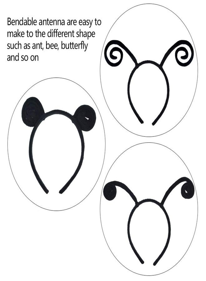 obmwang 6 Pack Butterfly Antenna Velvet Bug Headband and Pom-Pom Boppers Bee Headband for Halloween Party Costume Cosplay Accessory, Two Styles - Image 3
