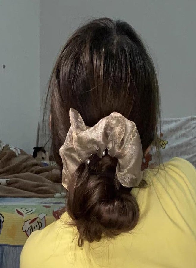 Guqqeuc Organza Scrunchie Large Hair Elastics for Women Girls Organza Solid Color Hair Ponytail Holders for Women Big Hair Bobbles for Thick Long Hair Rubber Bands for Girls 3 Pcs - Image 5