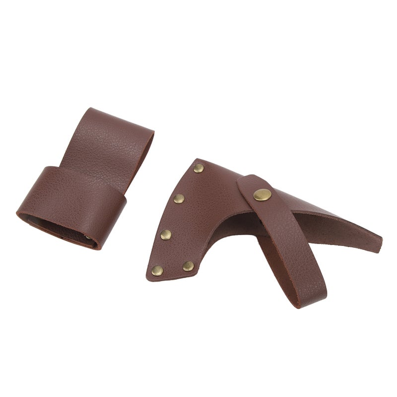 Axe Sheath PU Leather Metal Lightweight Portable Axe Head and Handle Protector Cover for Camping Outdoor Work Essentials Brown - Image 3