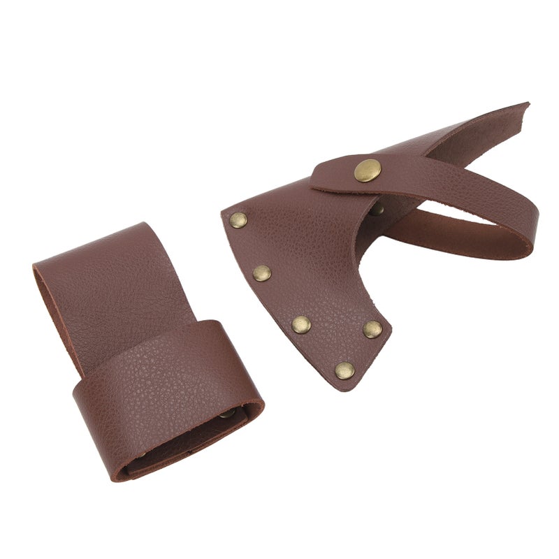 Axe Sheath PU Leather Metal Lightweight Portable Axe Head and Handle Protector Cover for Camping Outdoor Work Essentials Brown - Image 2