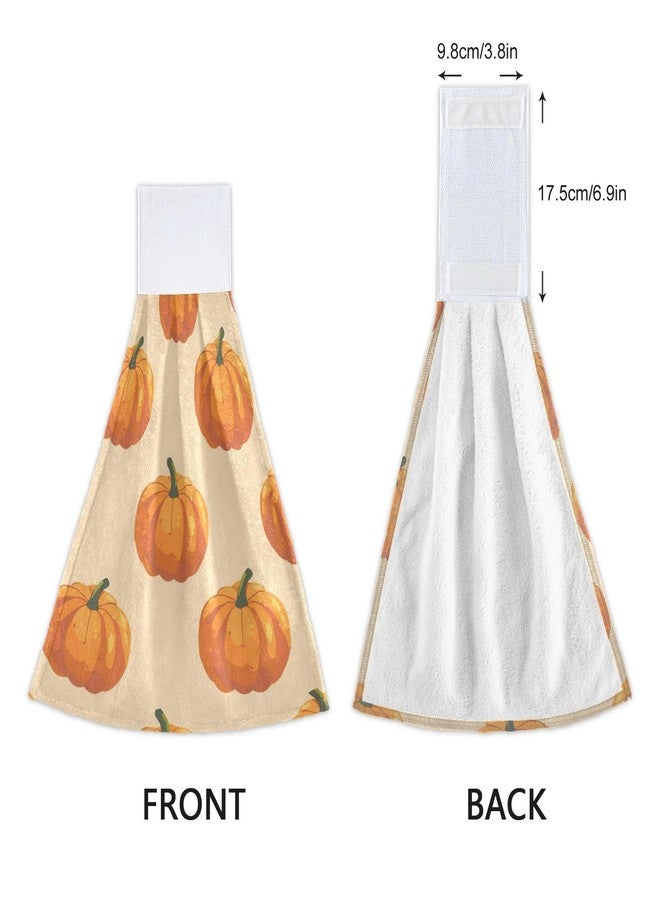 YETTASBIN Thanksgiving Pumpkin Hanging Tie Towels Set of 2, Soft Absorbent Kitchen Hand Towels with Hanging Loops for Kitchen Bathroom Farmhouse Home Decor, 18.2 x 14 Inch - Image 4