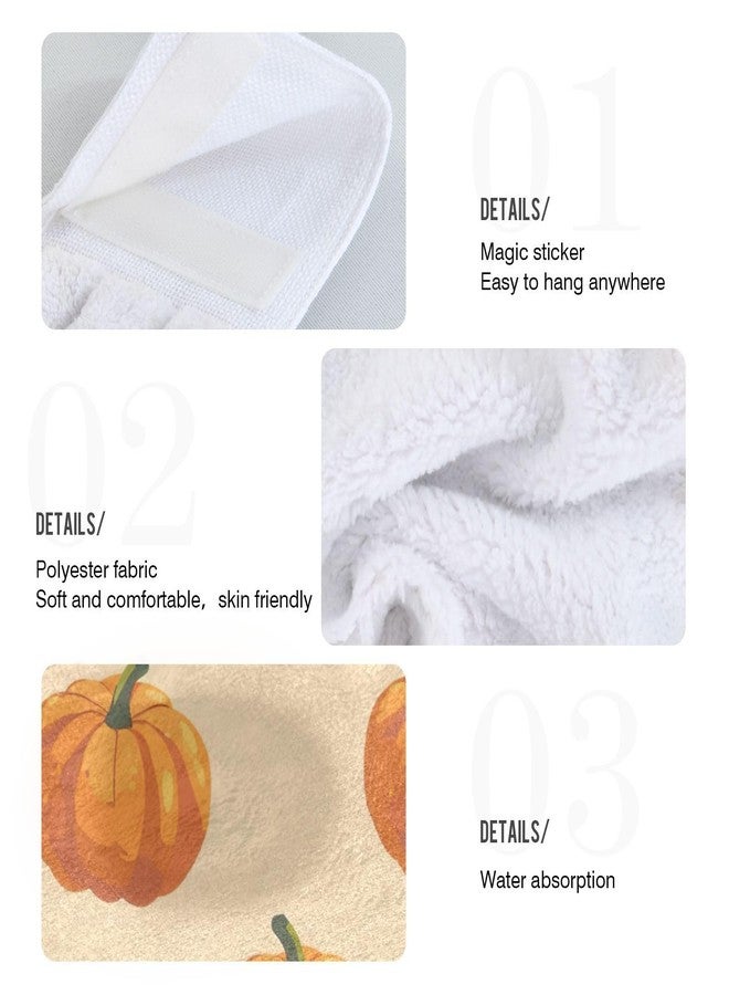 YETTASBIN Thanksgiving Pumpkin Hanging Tie Towels Set of 2, Soft Absorbent Kitchen Hand Towels with Hanging Loops for Kitchen Bathroom Farmhouse Home Decor, 18.2 x 14 Inch - Image 5