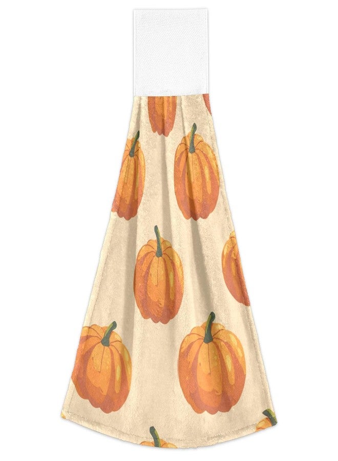 YETTASBIN Thanksgiving Pumpkin Hanging Tie Towels Set of 2, Soft Absorbent Kitchen Hand Towels with Hanging Loops for Kitchen Bathroom Farmhouse Home Decor, 18.2 x 14 Inch - Image 2