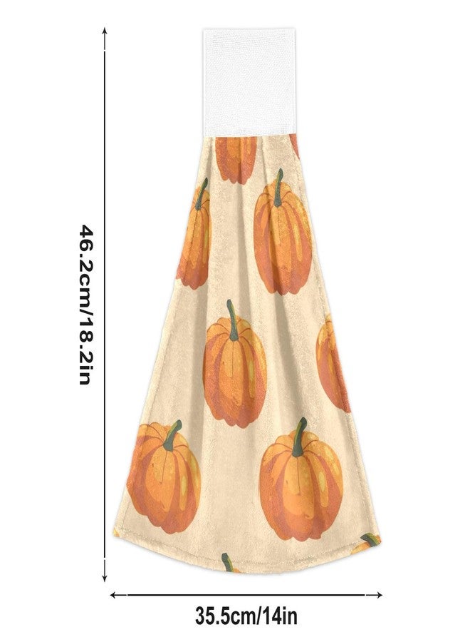 YETTASBIN Thanksgiving Pumpkin Hanging Tie Towels Set of 2, Soft Absorbent Kitchen Hand Towels with Hanging Loops for Kitchen Bathroom Farmhouse Home Decor, 18.2 x 14 Inch - Image 3