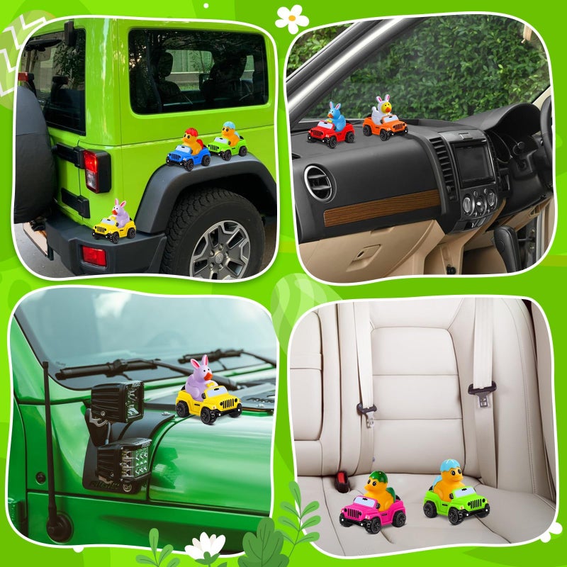 ANGGIKO 24 Pcs Easter Rubber Ducks for Jeeps, Easter Basket Stuffers Easter Egg Fillers, Ducks for Ducking3.5 Inch Cars for 2 Inch Ducks, 12 Easter Ducks with 12 Off-Road Vehicle, Easter Party Favors Gifts - Image 5