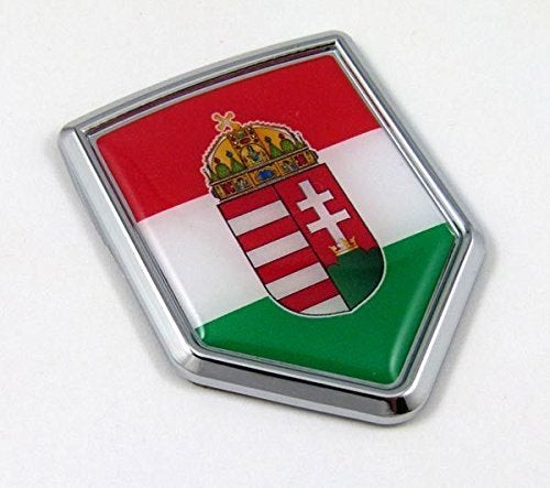 Hungary Flag Car Hungarian Chrome Emblem Shield Shape Decal Sticker