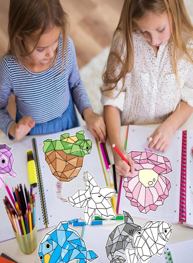 BeYumi Coloring Ocean Animals Kit - 83Pcs Color Your Own Ocean Animals Kit for Kids DIY Coloring Craft Kit Coloring Sea Animals Geometric Card Decor School Classroom Summer Party Activity Art Craft - Image 4