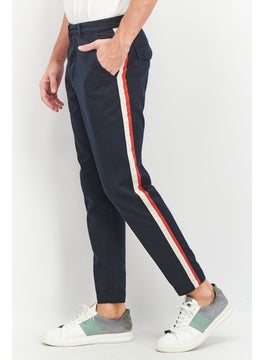 THE KOOPLES Men Regular Fit Side Band Stretchable Chino Pants, Navy  - Image 3