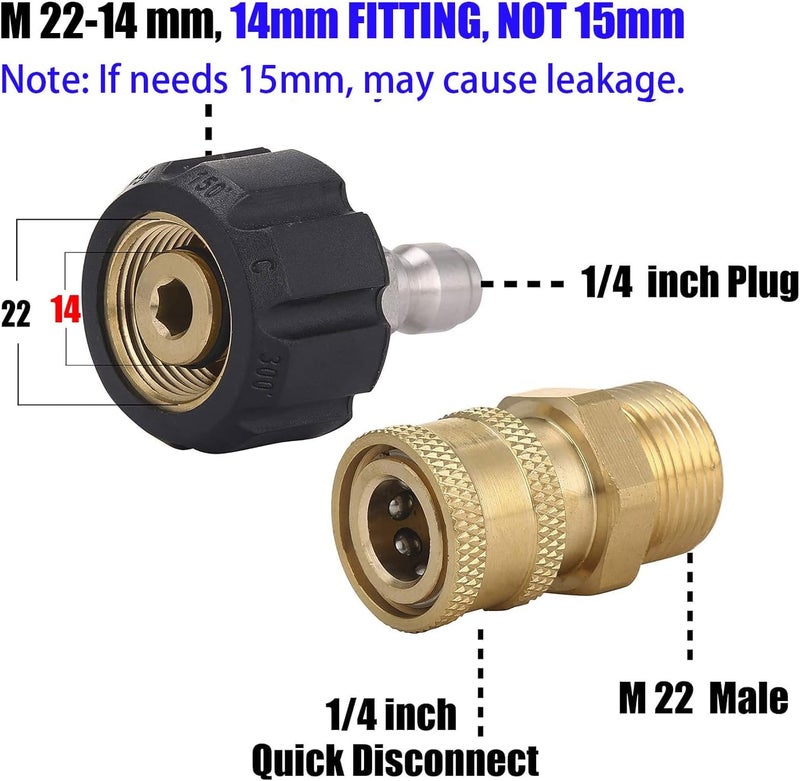 M MINGLE Mingle Pressure Washer Adapter Set, Quick Connect Gun to Wand, M22 to 1/4'' Updated modern design - Image 3