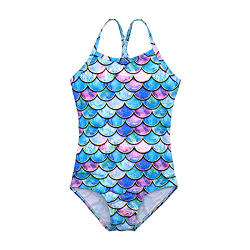 HONISEN Big Girls One Pieces Swimsuit Quick Dry Swimwear Bathing Suits Color Scale 7T - Image 1