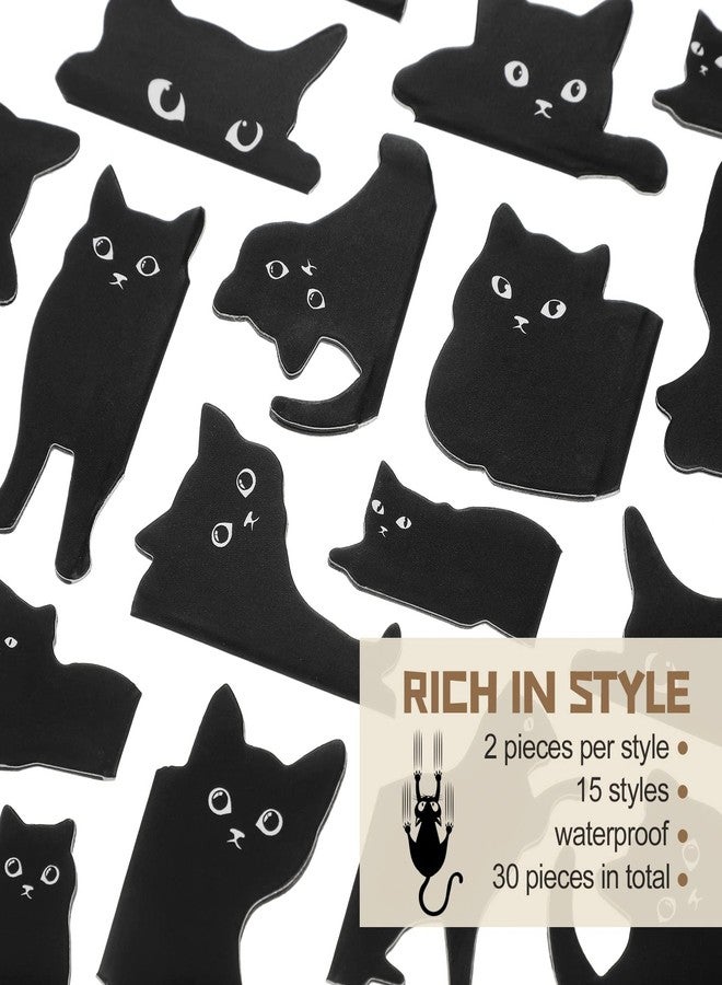 Teling 30 Pieces Black Cat Magnetic Bookmarks Assorted Cute Cat Bookmark Magnetic Book Page Clips Kawaii Animal Page Markers for Book Lovers Gifts Xmas Office Home Supplies, 15 Styles - Image 3